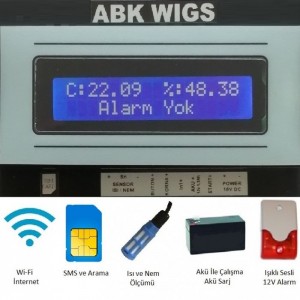 ABK-WIGS 5300 Wi-Fi, SMS, Arama, Dijital Sıcaklık ve Nem Alarm Cihazı